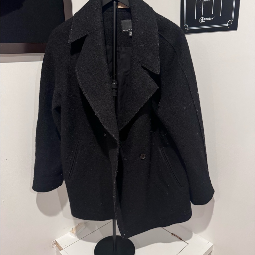 Banana Republic Women’s Black Wool Pea Coat
